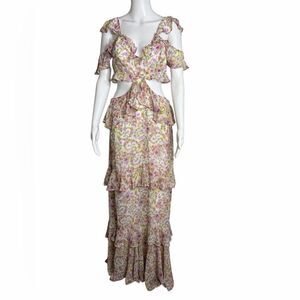 WAYF Floral Ruffle Maxi Dress Size Medium